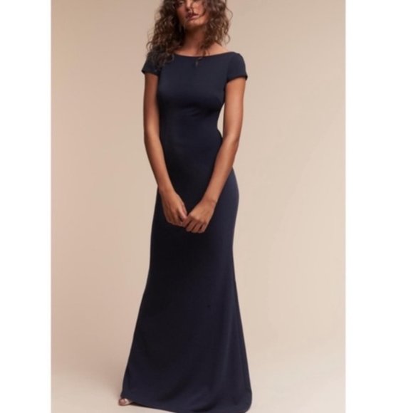 Katie May navy formal dress low back with knot - Picture 6 of 8